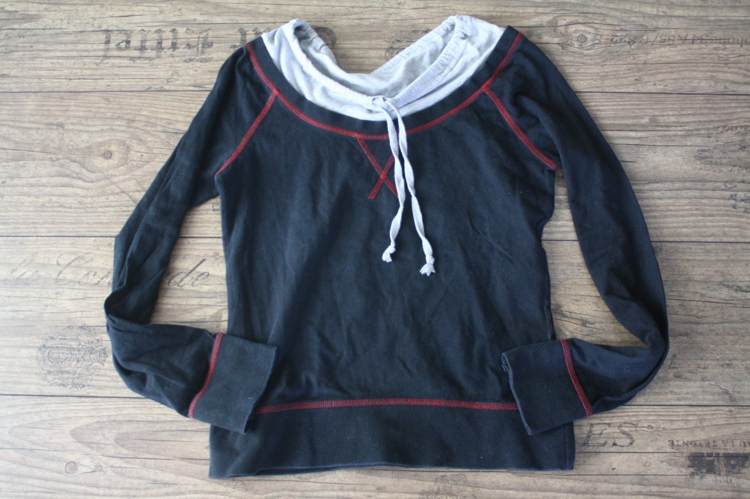 Mauwi Wowie Langarmshirt  Shirt grauschwarz Jerseyshirt schnürbar S 36