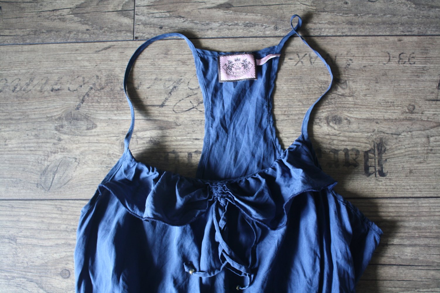 Juicy Couture blaues Seidenkleid 100% Seide Trägerkleid reine Seide Silk Sommerkleid XS 34