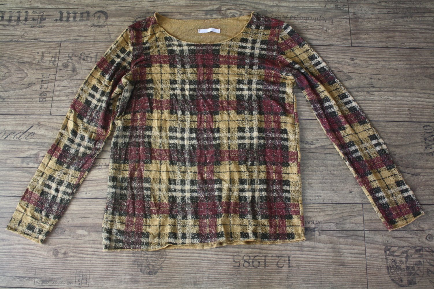 Mesh Kariertes Shirt leichtes zartes Shirt Sommershirt Langarmshirt braunkariert M L 40 