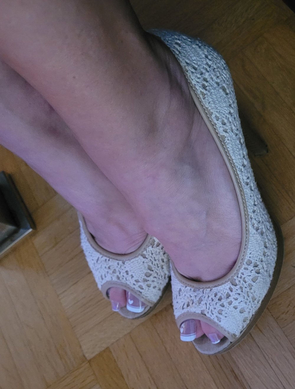 Graceland Häkel Pumps High Heels Sandalen mit Absatz getragen 36