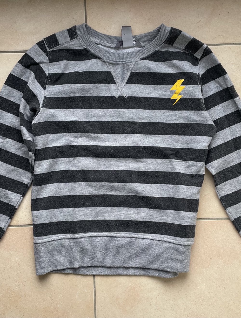 Pullover Jungen gestreift grau