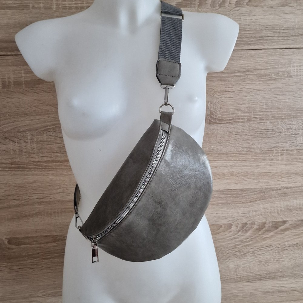 Damen Umhängetasche Crossbody Schultertasche Handytasche Kunstleder Grau