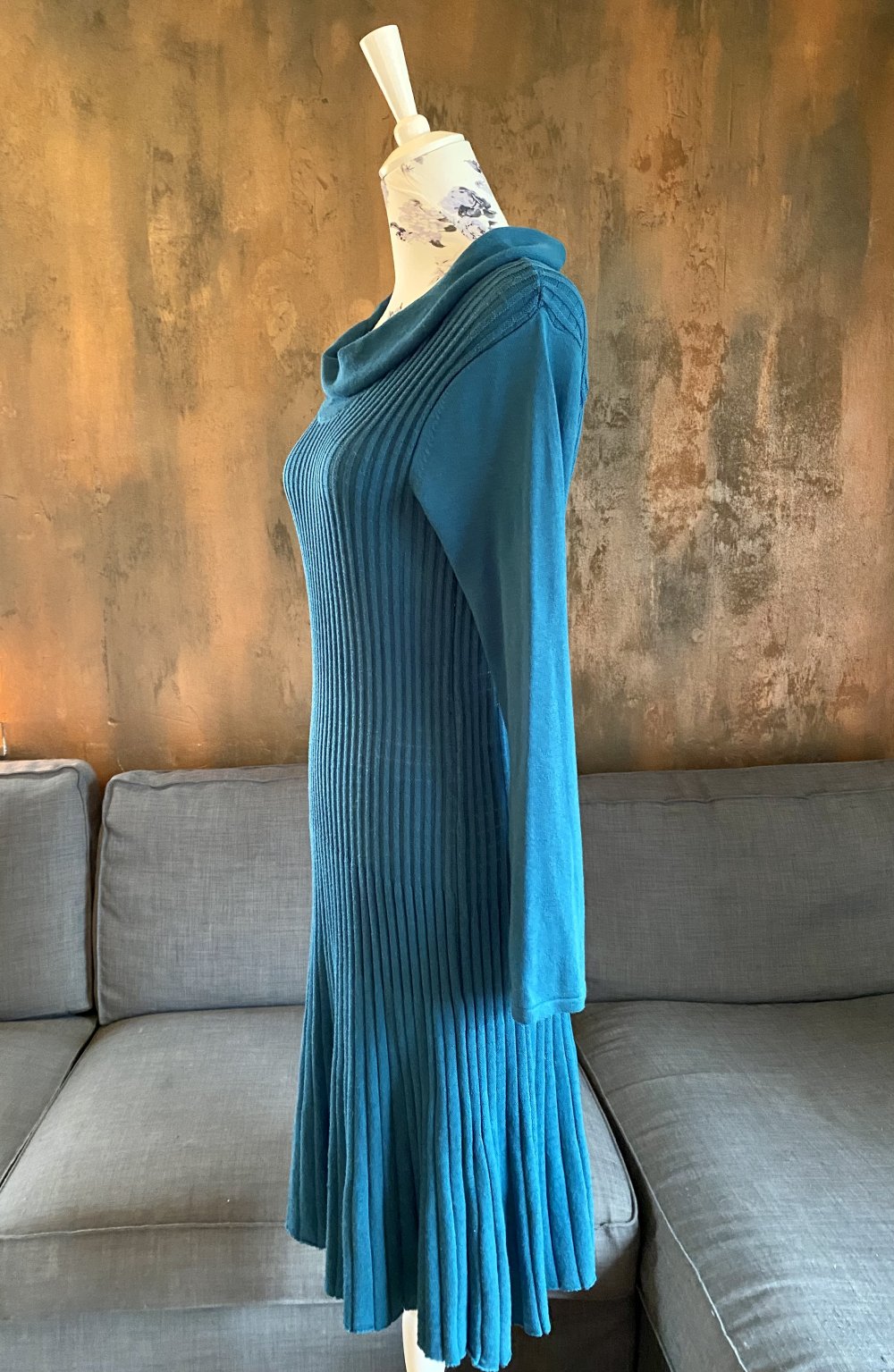 Petrolfarbenes Strickkleid Qiero Größe M 