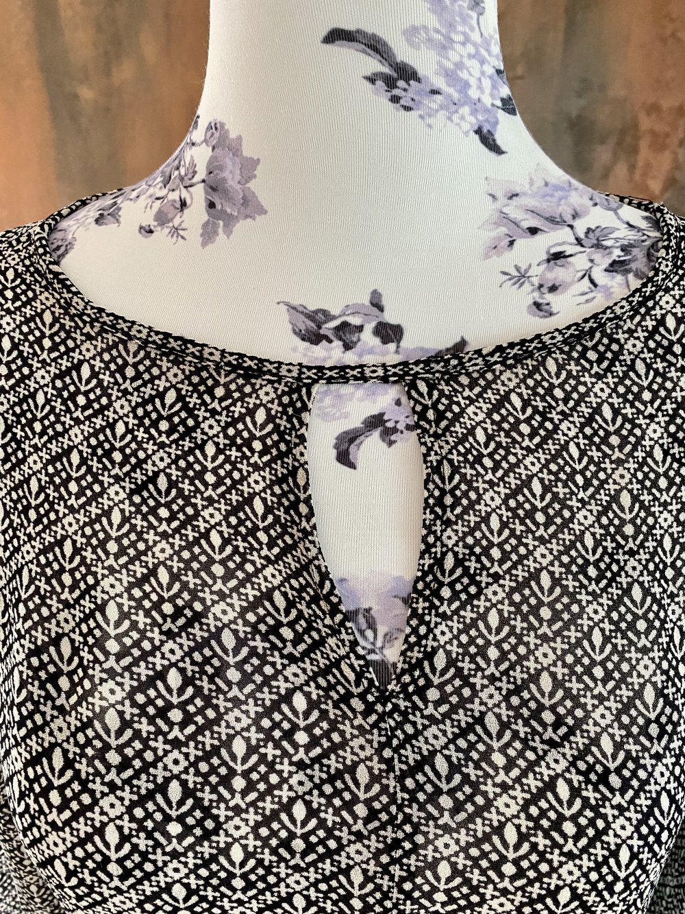 Indiska Midikleid schwarz weiß Muster Größe M 