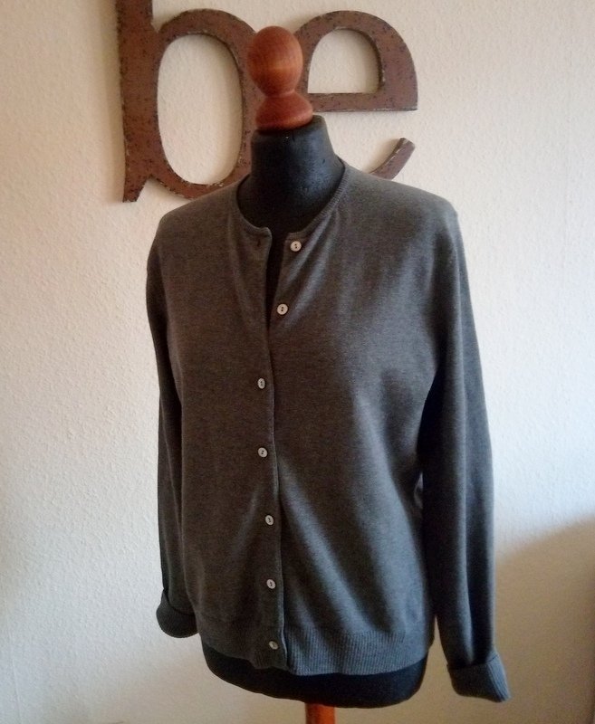 Lands End Strickjacke Cardigan Grau Gr. M 38