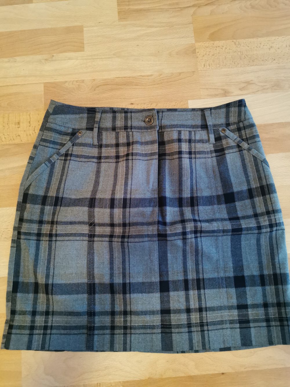 dunkelblauer- grau karierter Damen- Rock von „Boysens“, Gr. 38