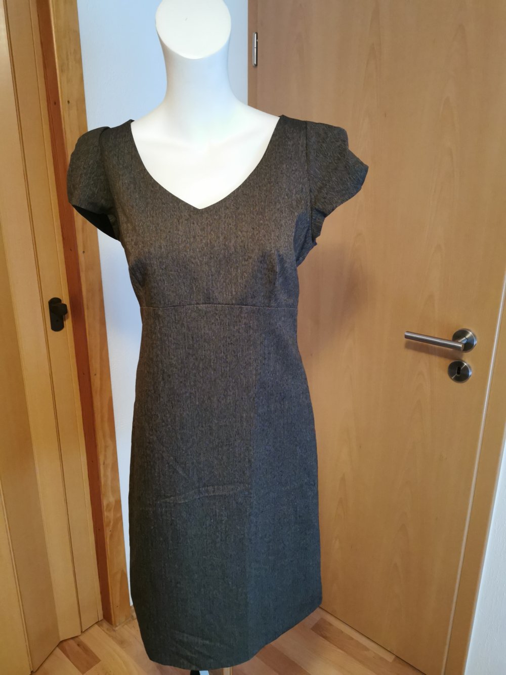 dunkelbraun-grau meliertes Damen- Business- Kleid, Gr. 40