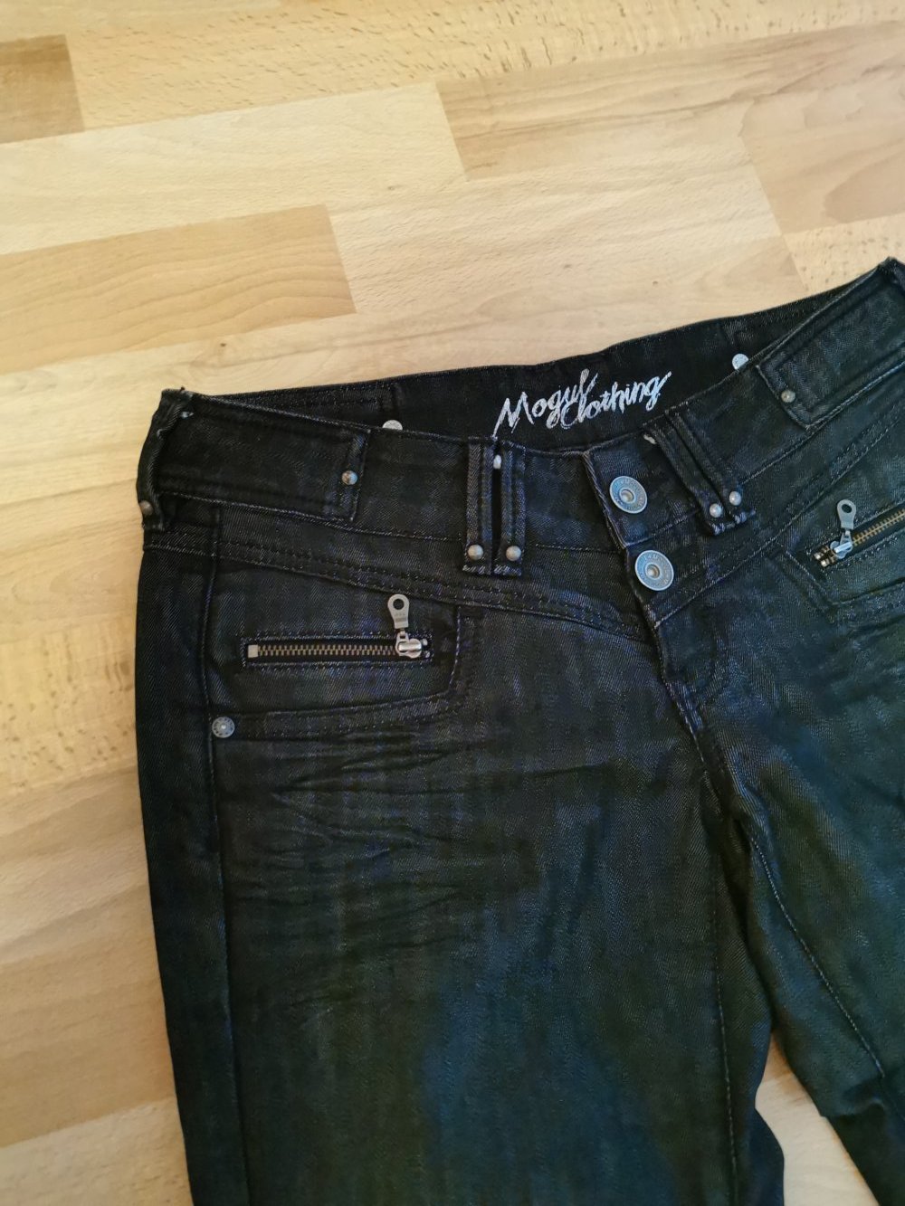 schwarz melierte Damen- Jeans- Hose, GR. 38