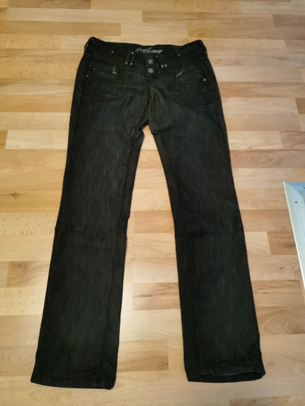 schwarz melierte Damen- Jeans- Hose, GR. 38