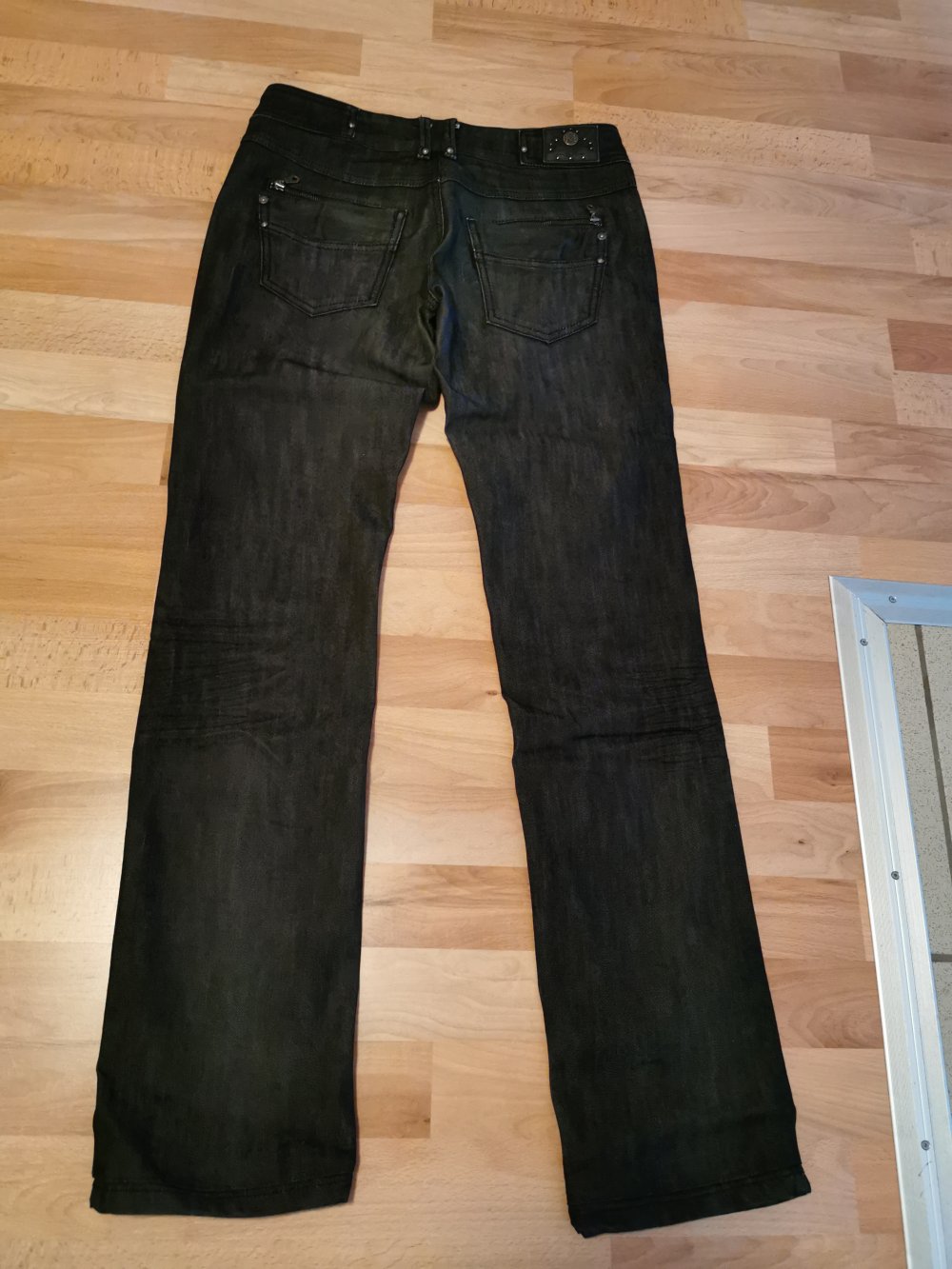 schwarz melierte Damen- Jeans- Hose, GR. 38
