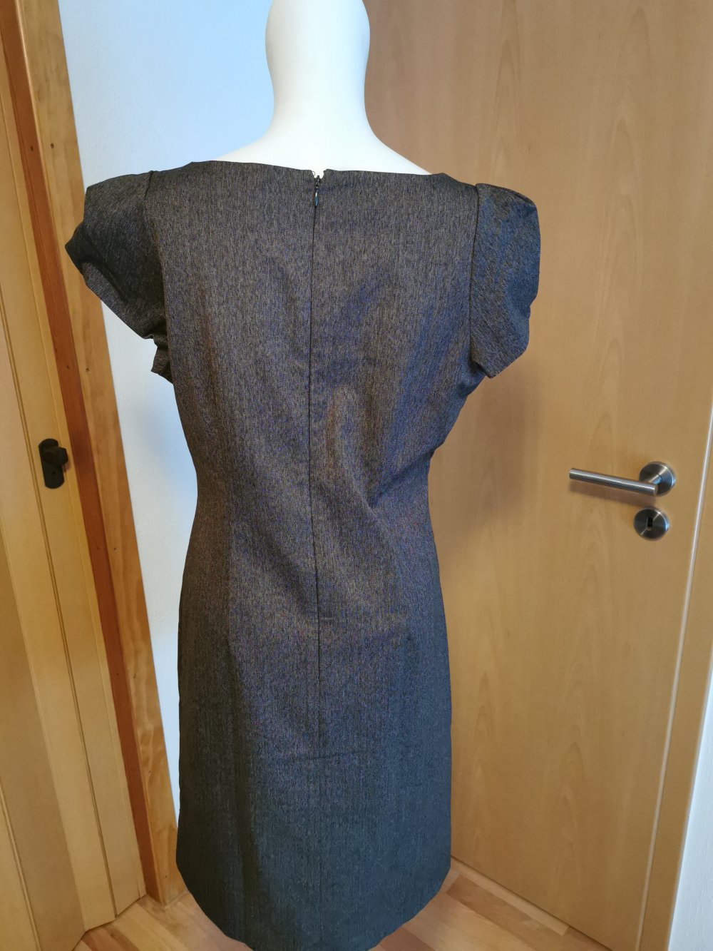 dunkelbraun-grau meliertes Damen- Business- Kleid, Gr. 40