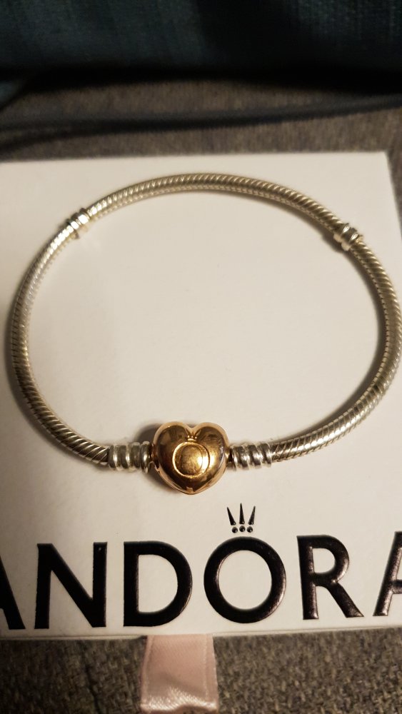 Original Pandora: Moments Herz und Schlangen-Gliederarmband, 19 cm, bicolor, NEU