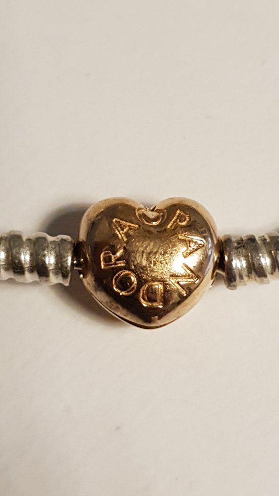 Original Pandora: Moments Herz und Schlangen-Gliederarmband, 19 cm, bicolor, NEU