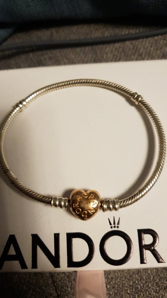 Original Pandora: Moments Herz und Schlangen-Gliederarmband, 19 cm, bicolor, NEU