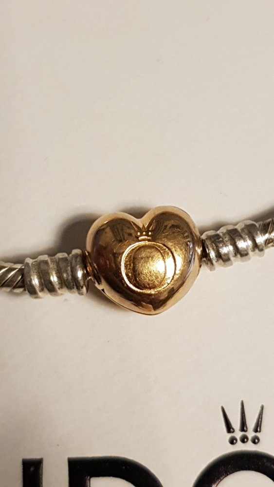 Original Pandora: Moments Herz und Schlangen-Gliederarmband, 19 cm, bicolor, NEU