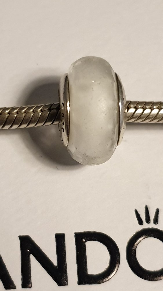Pandora Murano-Glas-Charm, weiß, original