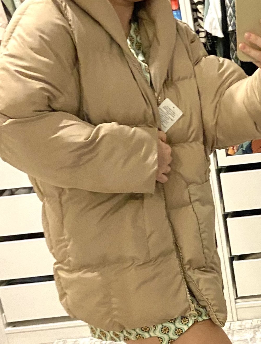 Jacke Mantel Puffer Beige Gr. M Oversize Neu mit Etikett