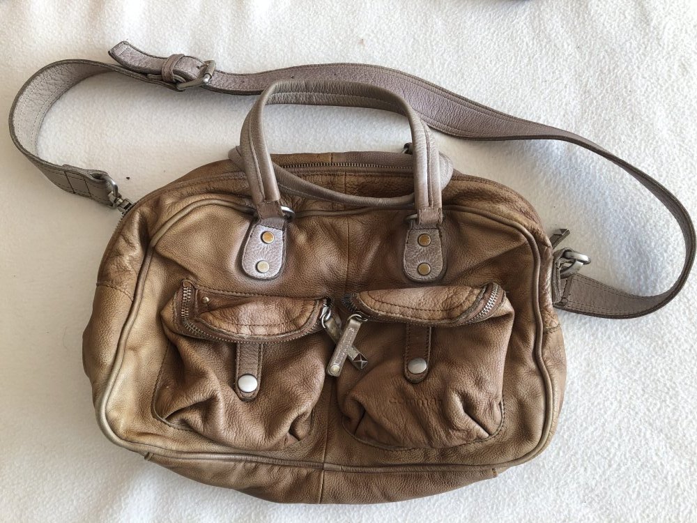 Damen Handtasche Leder, gefüttert cognac von Comma