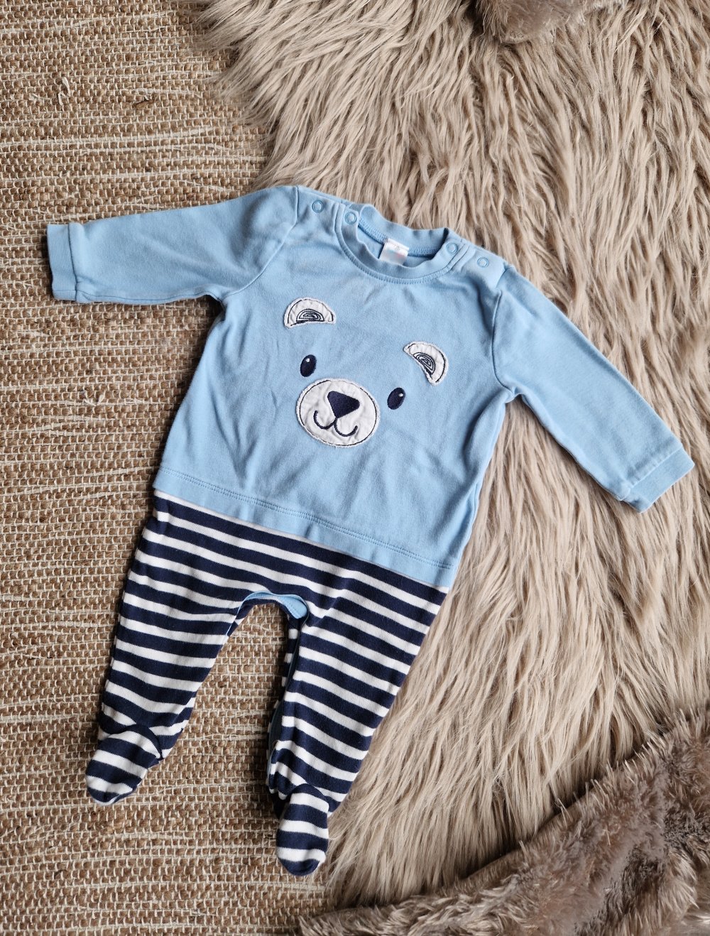 Strampler Schlafanzug einteiler 62-68 Bär