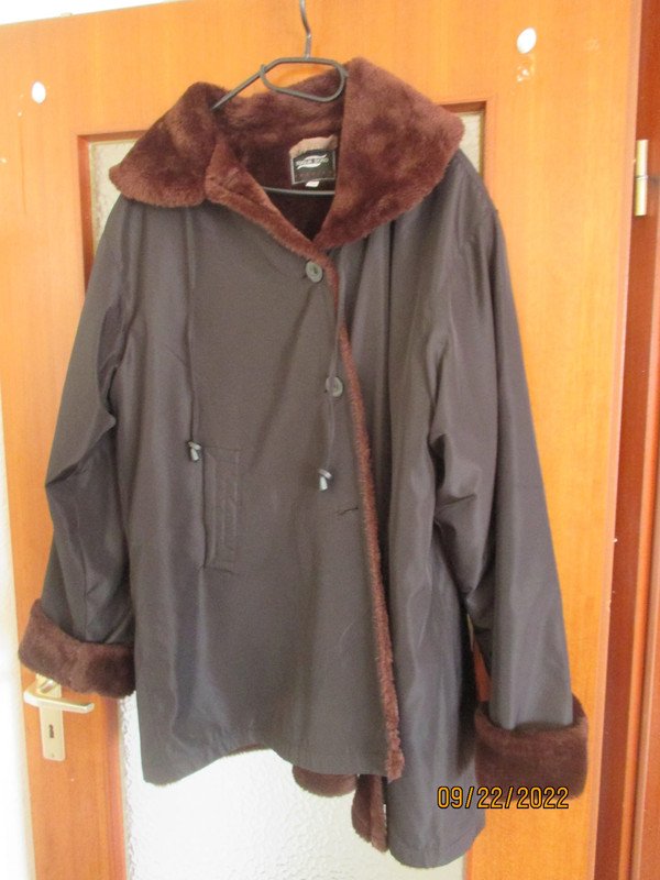 damen winterjacke gefüttert schwarz braun gr. xxl ohne kaputze 