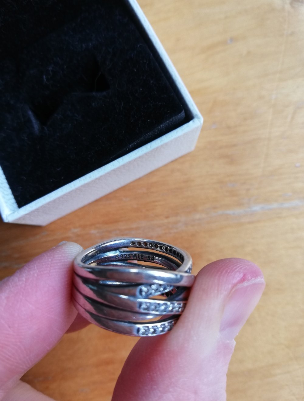 Original Pandora polierte Linien Ring Silber Gr 54