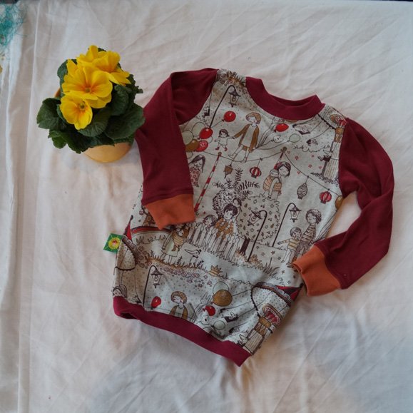 Langarmshirt Shirt egal wie rum anziehen Wendeshirt Gr. 80 86 mit wunderschönem Wimmelbild-Druck