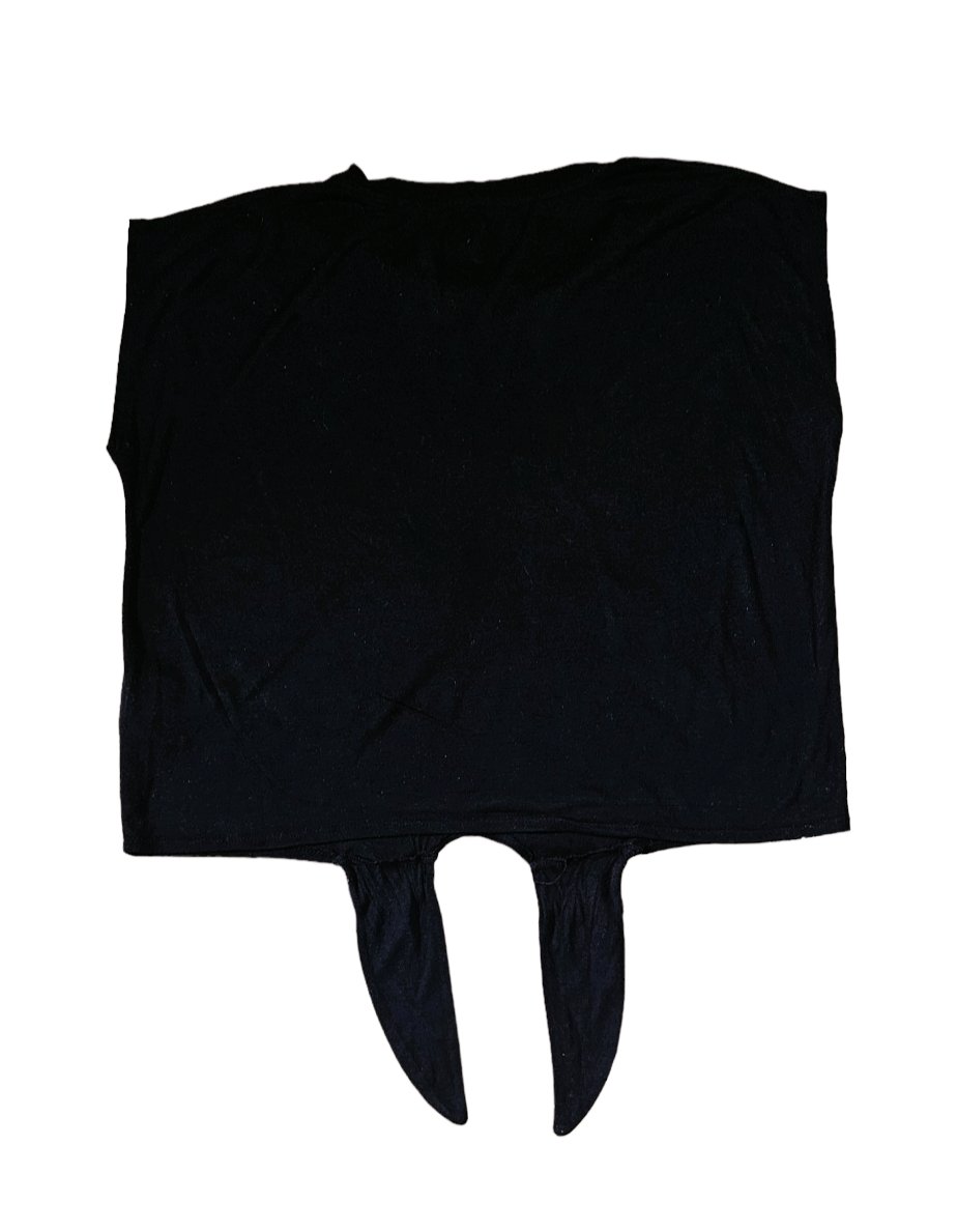 Damen Shirt zum Knoten Schleifen New Yorker ATHLETICS Gr. M T-Schirt Knotenshirt Schleifenschirt TOP Tanktop Knotentop  New Yorker ATHLETICS Gr. M in schwarz mit weißem Druck