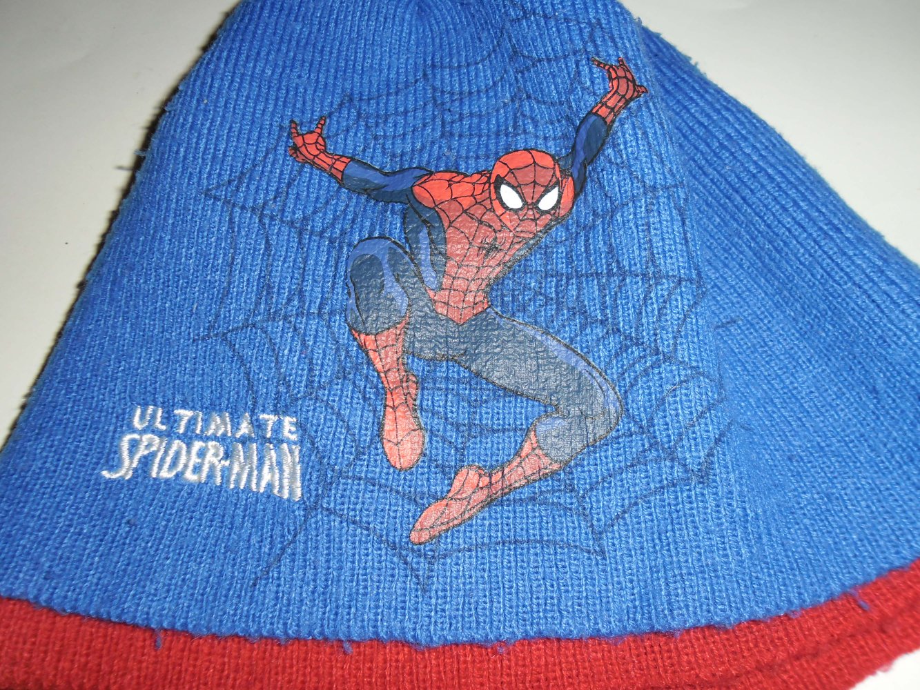 Mütze Kindermütze Strickmütze von Spiderman Spider- Man in blau - rot Größe 54