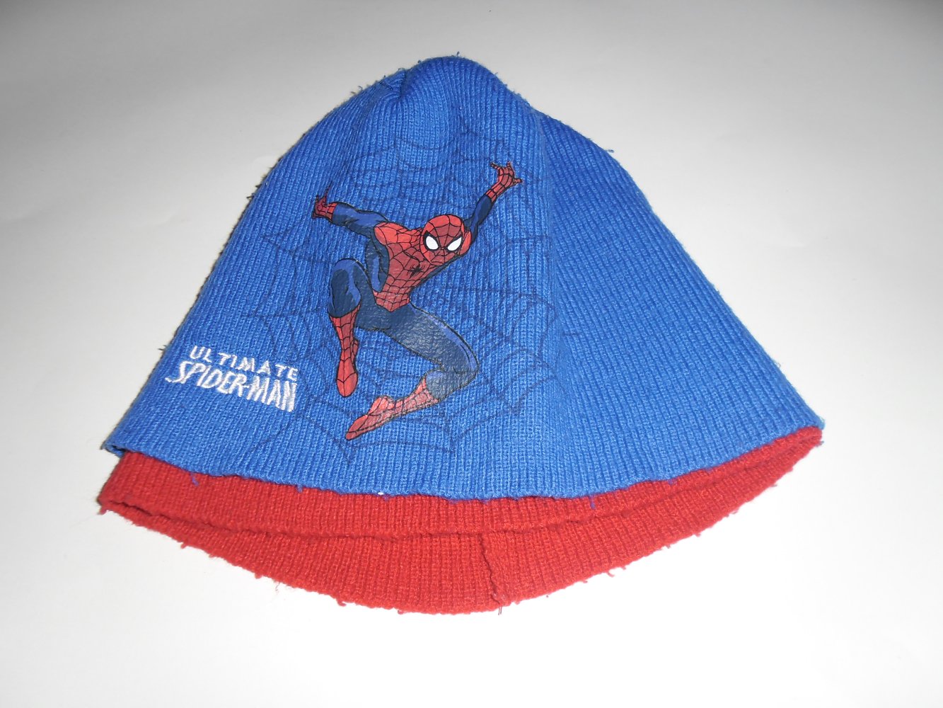 Mütze Kindermütze Strickmütze von Spiderman Spider- Man in blau - rot Größe 54