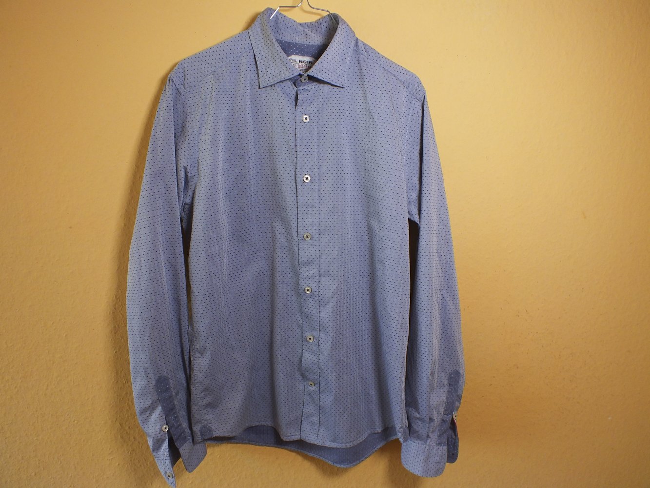 Hemd Design Hemd grau gepunktet Fil Noir Italy Größe 39 Slim Fit