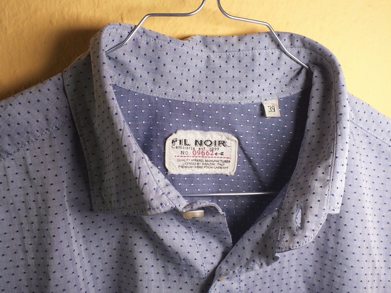 Hemd Design Hemd grau gepunktet Fil Noir Italy Größe 39 Slim Fit