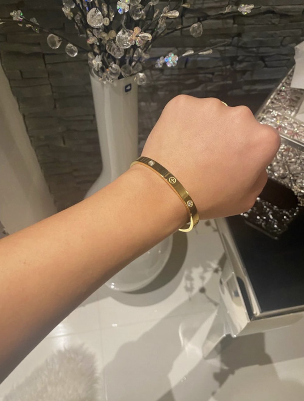 Armreifen mit Steinen EDELSTAHL