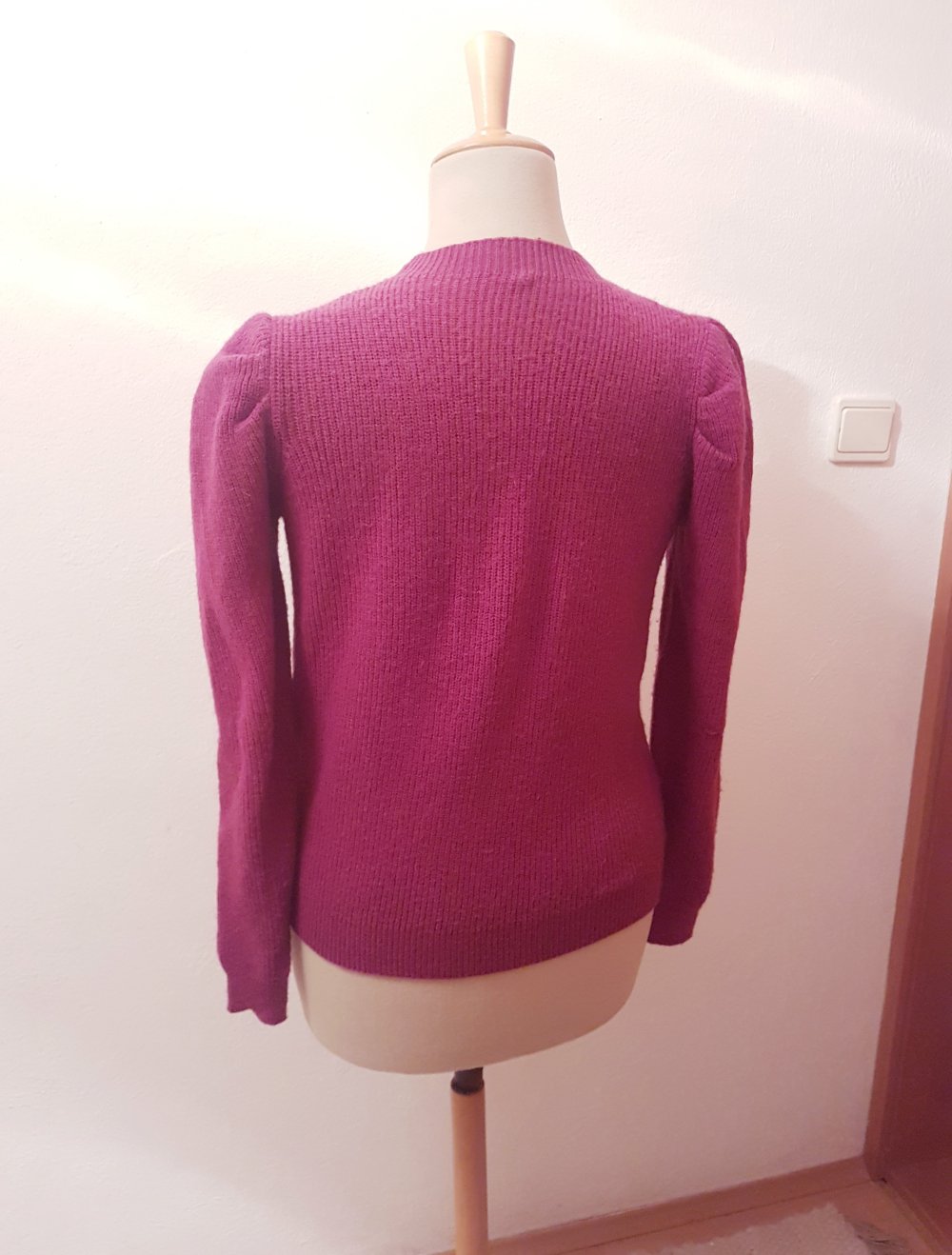 neuer lila puffärmel strickpullover