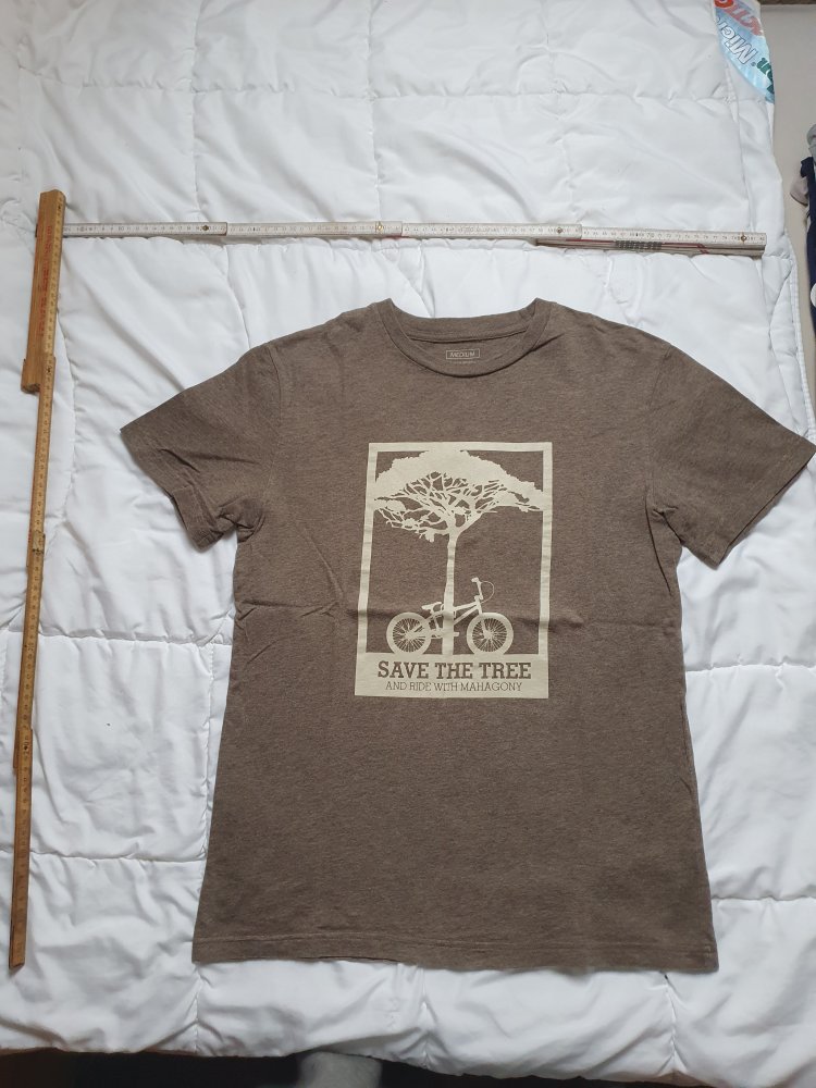 Save the tree T-Shirt von Mahagony in grau / braun Fahrrad / Baum in M