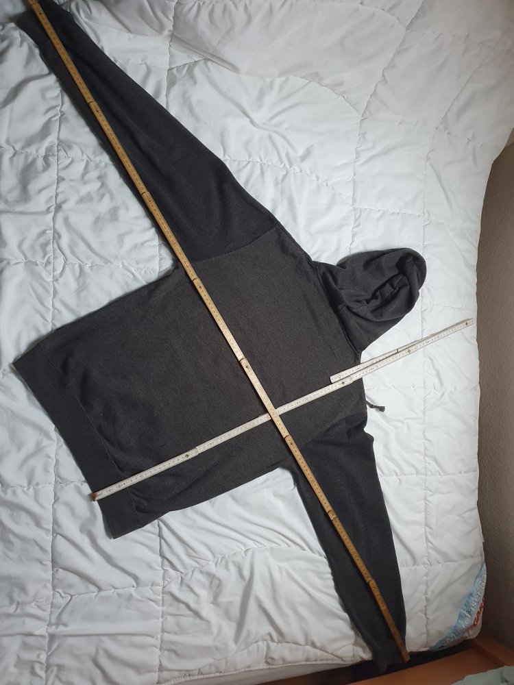 DVS Pullover Kapuze Hoddie in grau mit gelbem Logo in S meliert