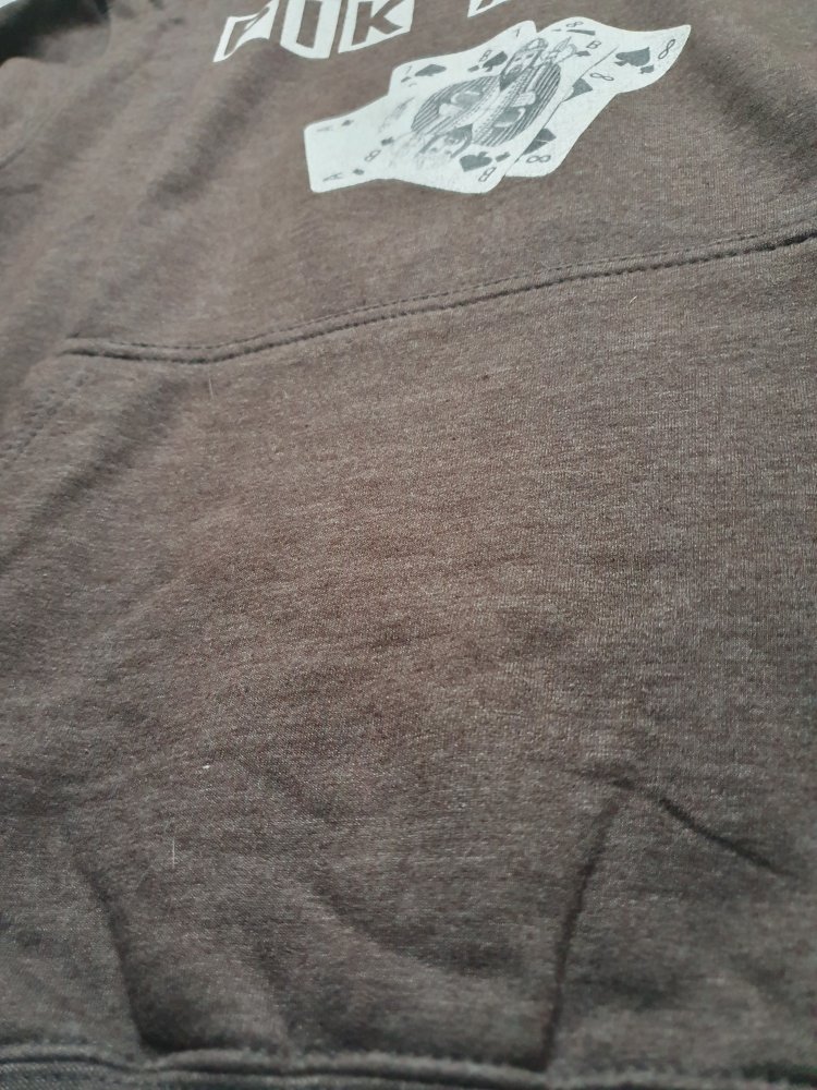 DeinDesign Hoddie Kapuze Pullover Pulli M grau Kartenspiel Pik belastend