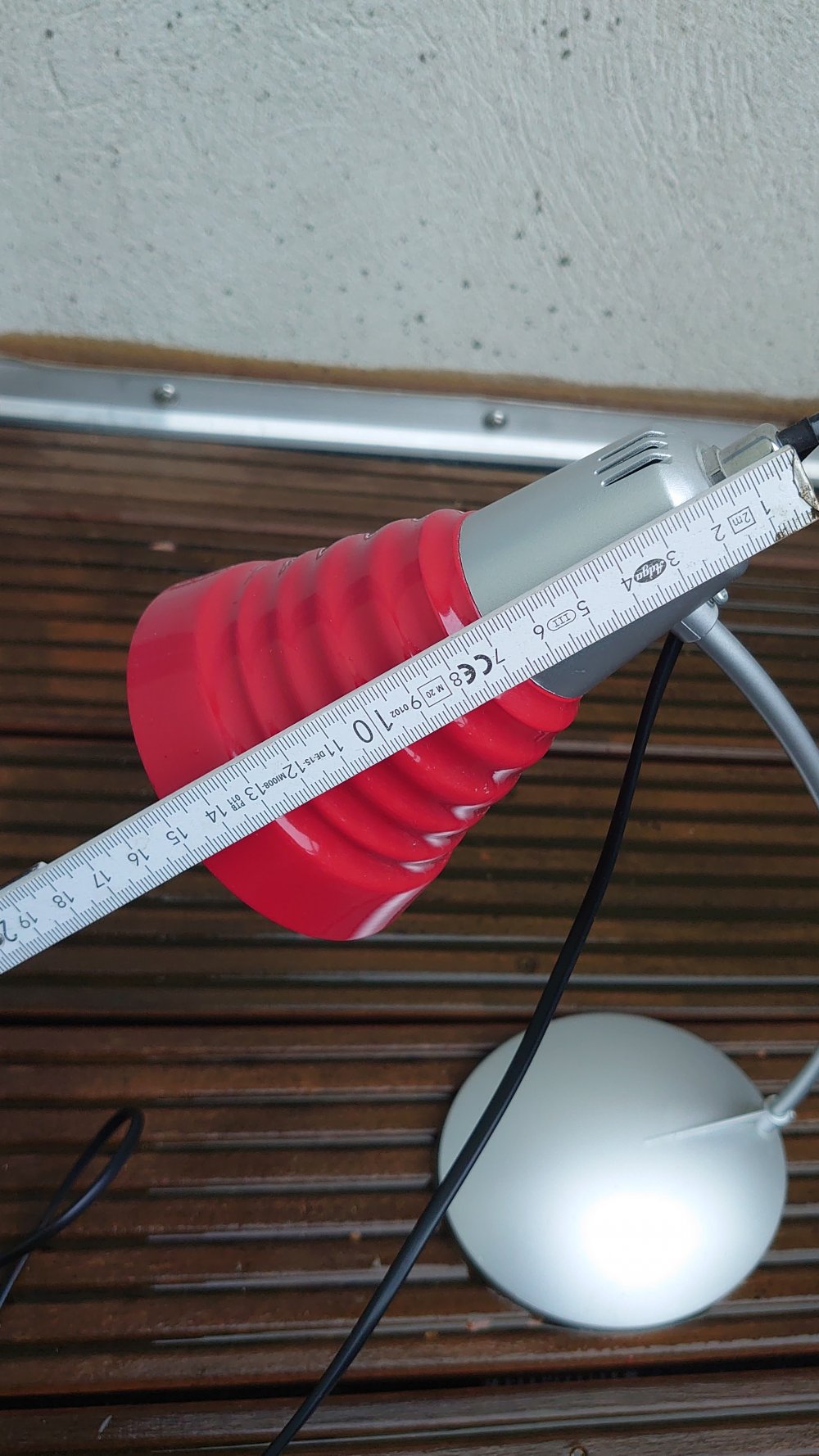 Lampe Tischlampe Leuchte Tischleuchte rot silber Poco