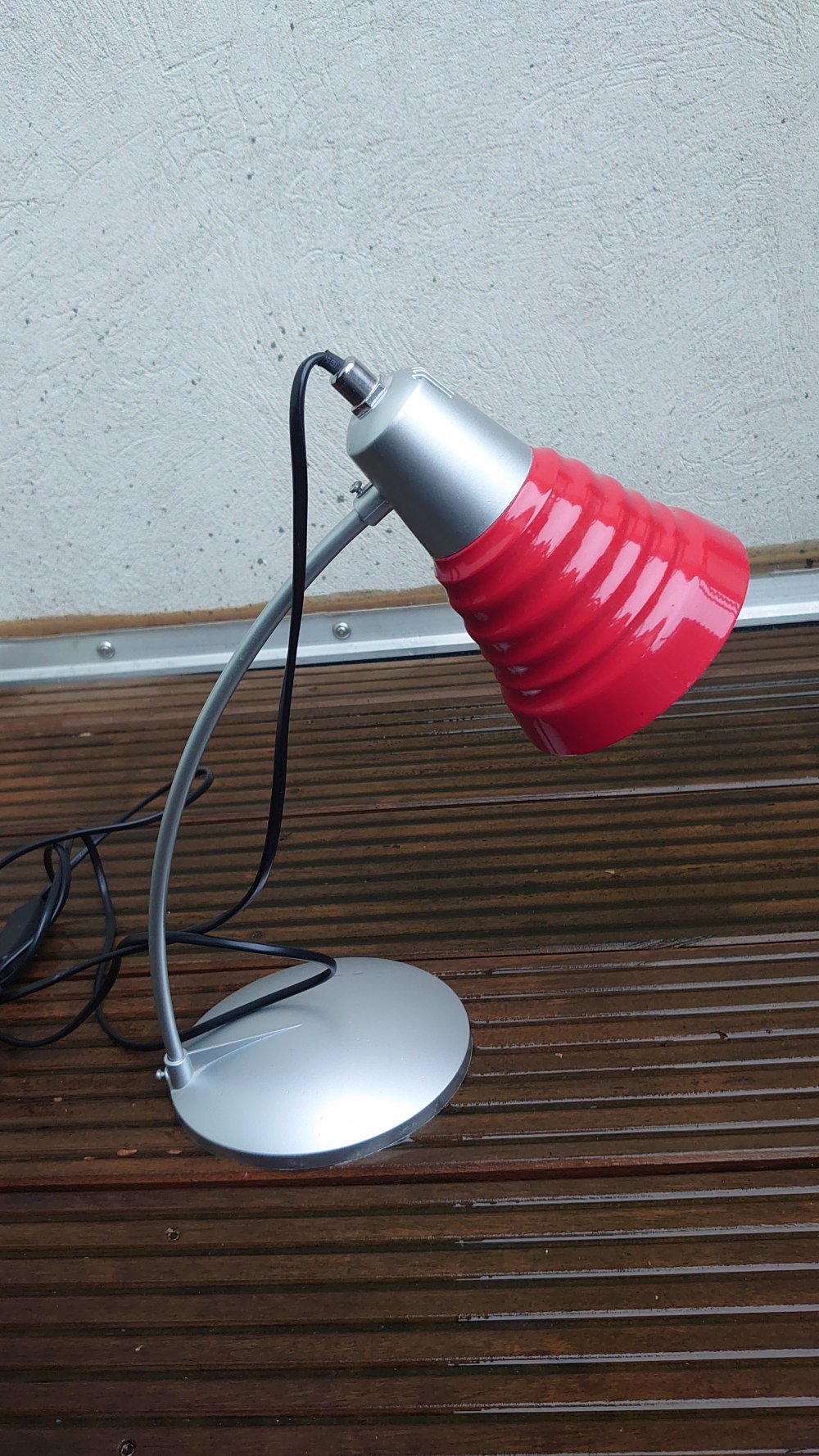 Lampe Tischlampe Leuchte Tischleuchte rot silber Poco