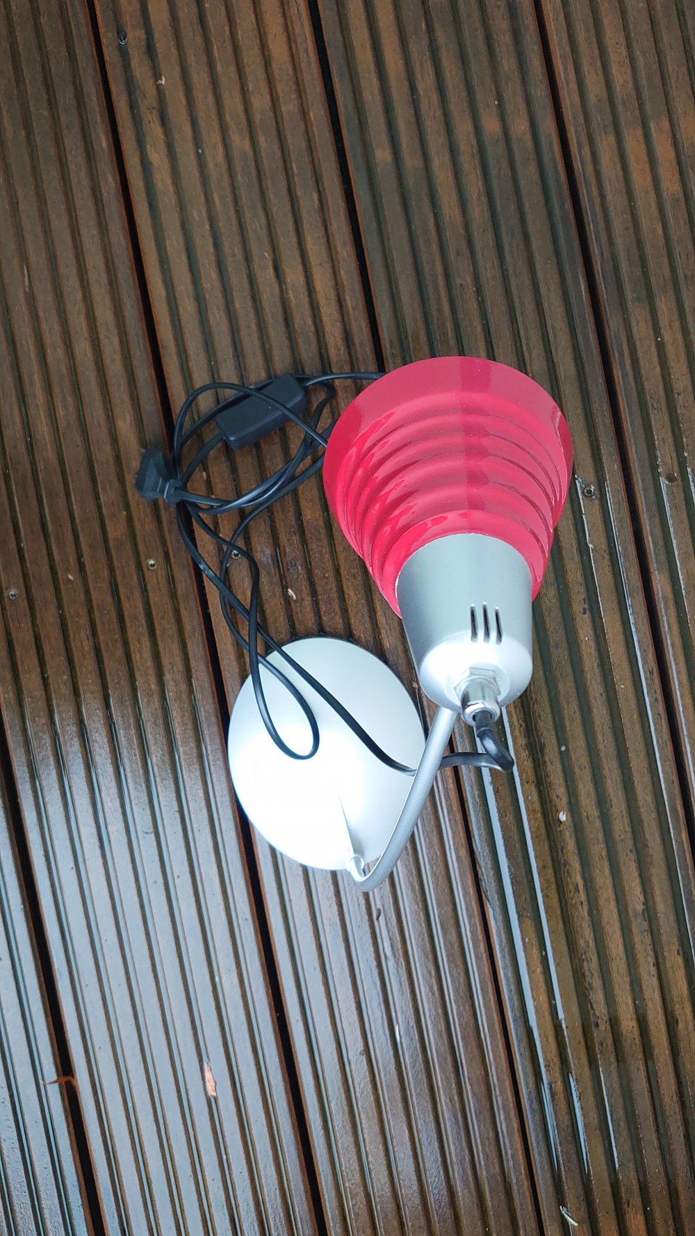 Lampe Tischlampe Leuchte Tischleuchte rot silber Poco