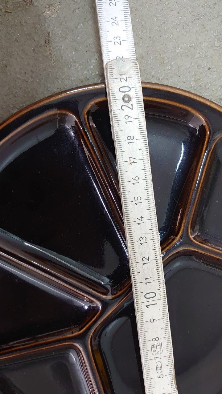 Fondue Teller Tonteller Vintage Varages France 4 Fondue Teller und 3 kleine Tonschüsseln 