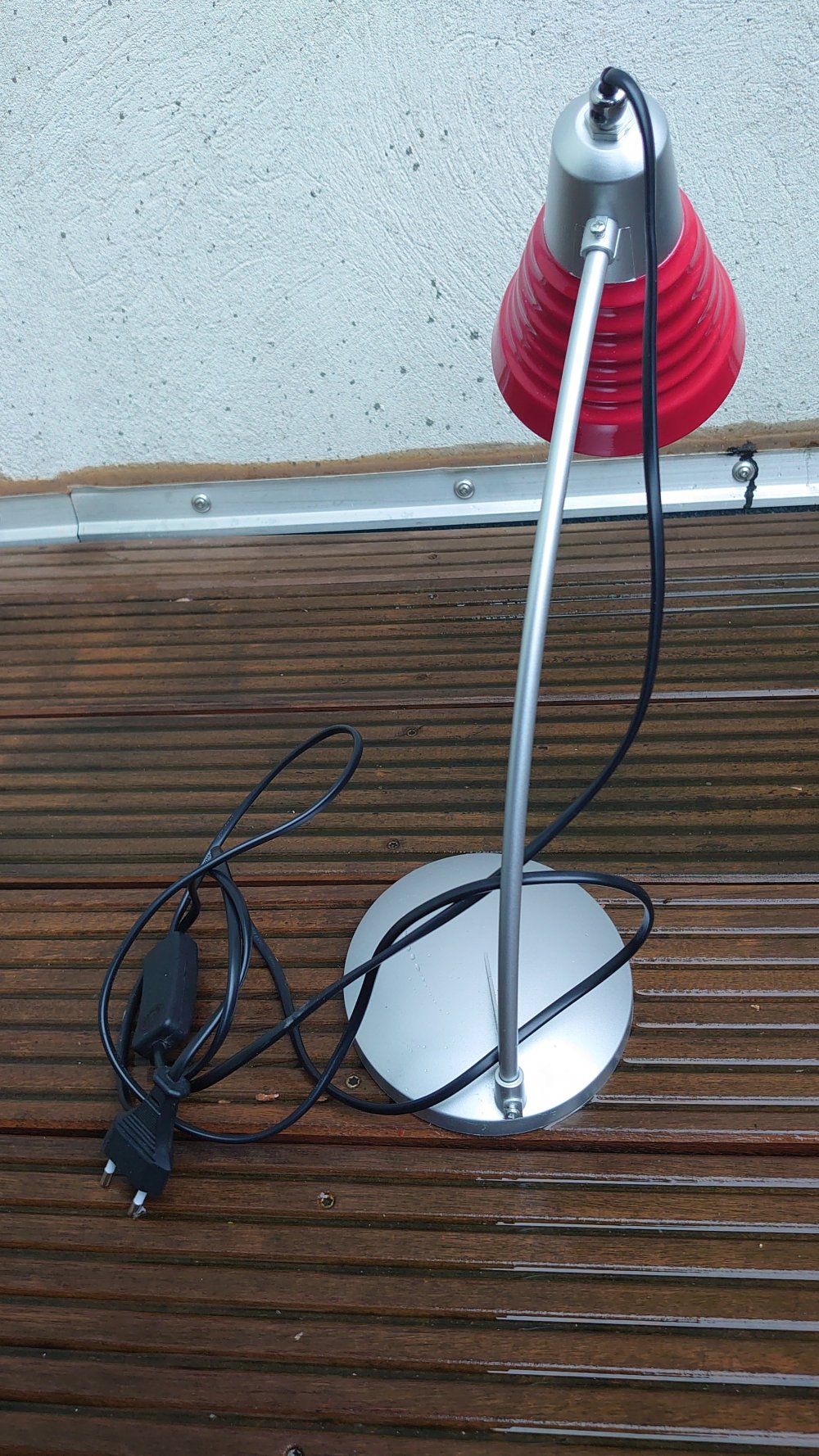 Lampe Tischlampe Leuchte Tischleuchte rot silber Poco