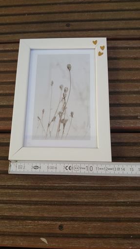 Bilderrahmen Fotorahmen Holz weiß glitzer gold Herzen12,5 cm breit 18 cm hoch 2 cm tief