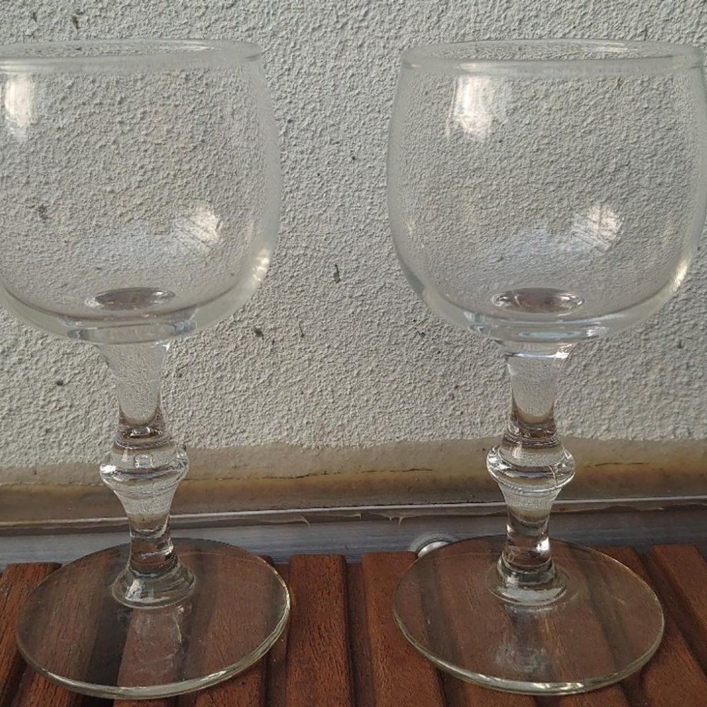 Glas Gläser Weingläser Likörglas 2 Stück 70er / 80er Jahre original Vintage 