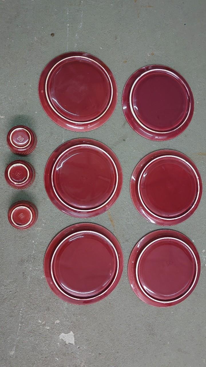 Fondue Teller Tonteller Vintage 6 Fondue Teller und 3 kleine Tonschüssel