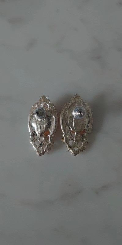 Ohrringe Ohrstecker 80 er / 90 er Jahre Original Vintage Retro gelb silber