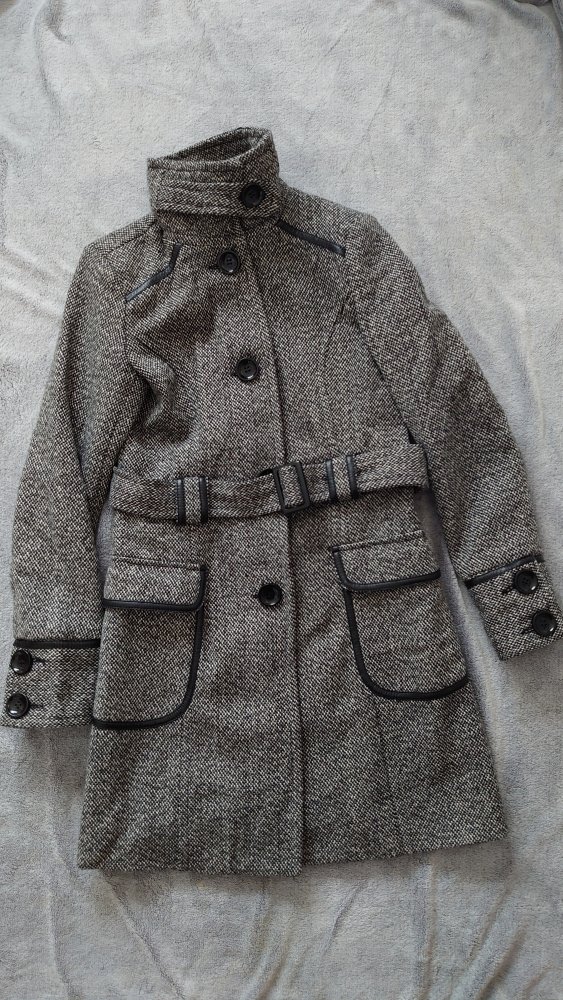 Orsay Mantel Wolle schwarz grau 34 / 36