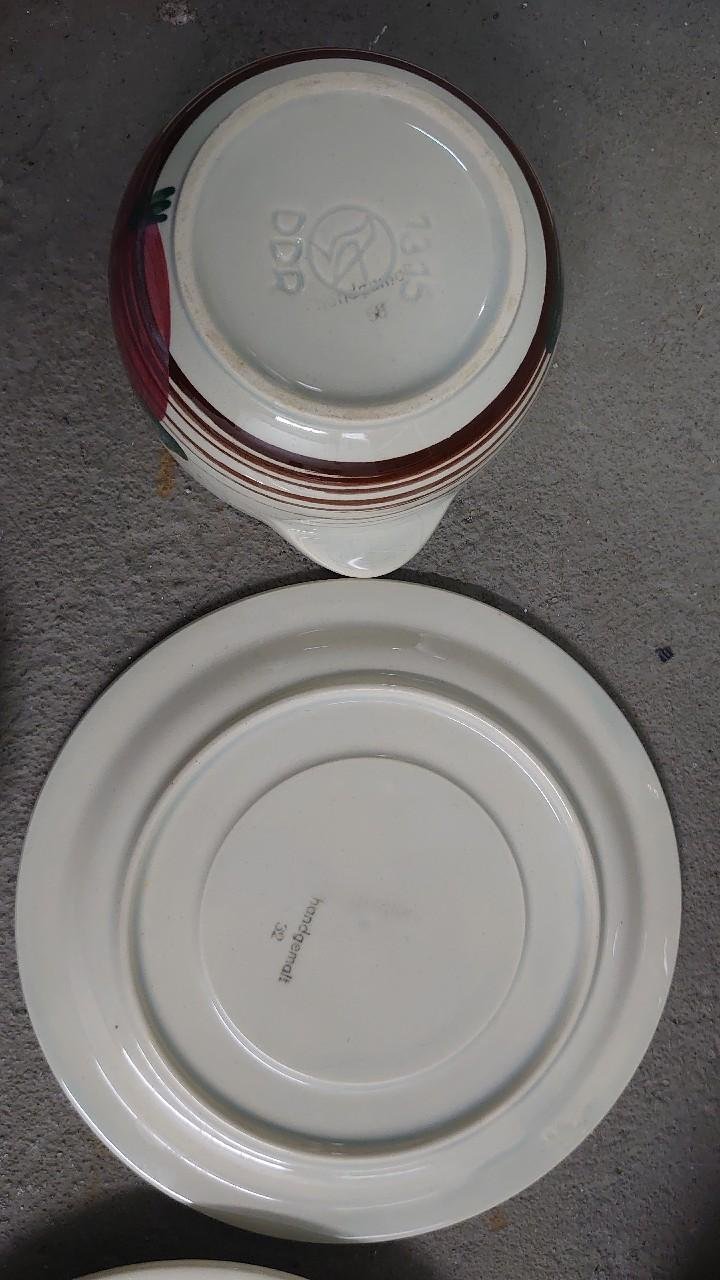 DDR Teller Schüsseln handbemalt Vintage 6 Teller und 6 Schüsseln