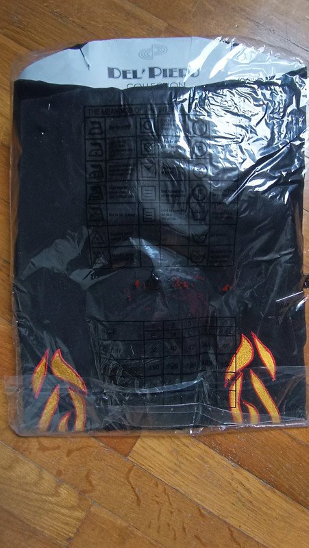 Extravagantes Herrenhemd Kurzarm mit Flammendesign - aufgestickte Flammen - Gr. M