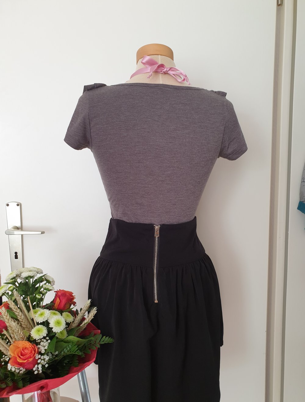 Shirt Volants grau Rüschen