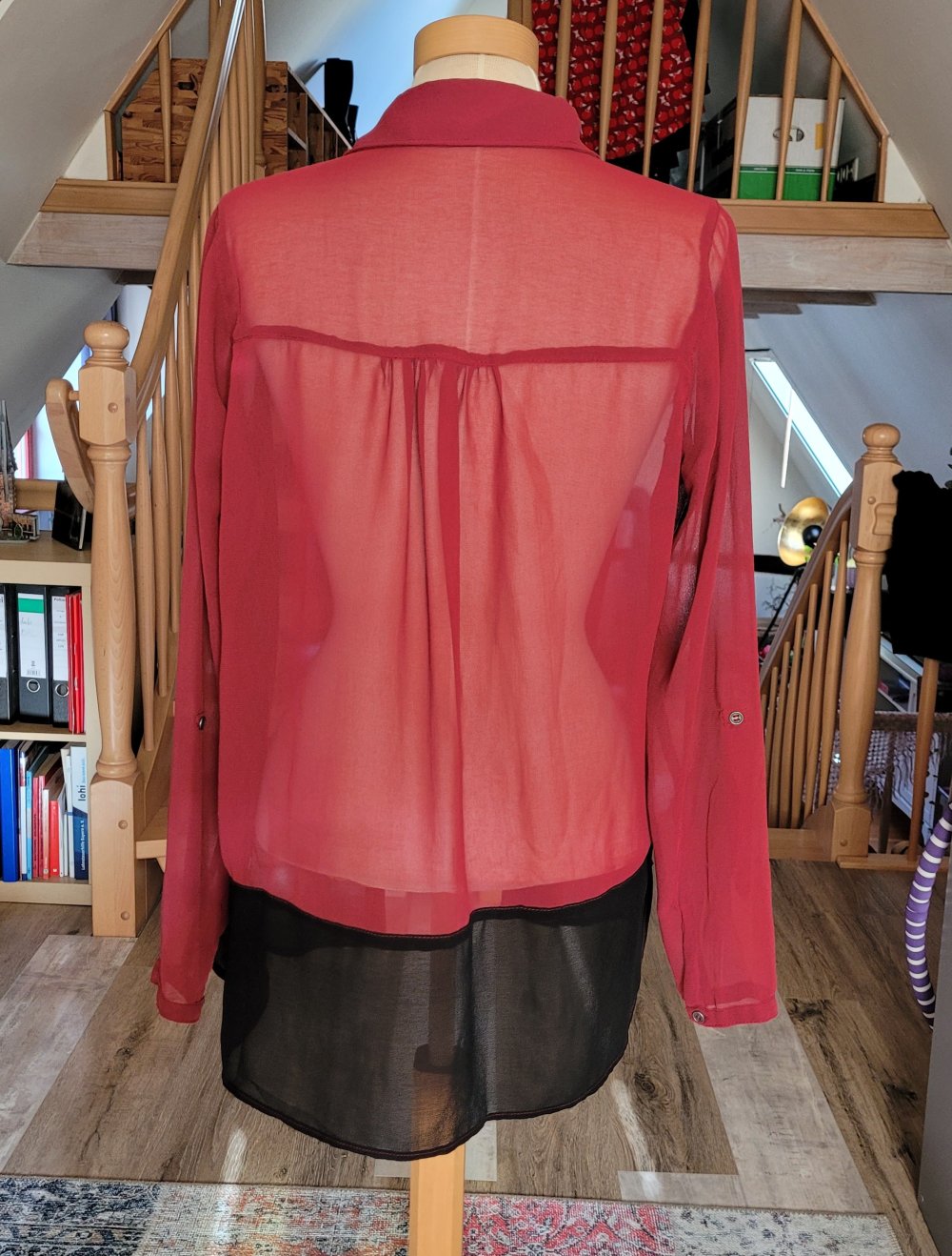 Durchsichtige Bluse 3/4-Arm Langärmelig Chiffon